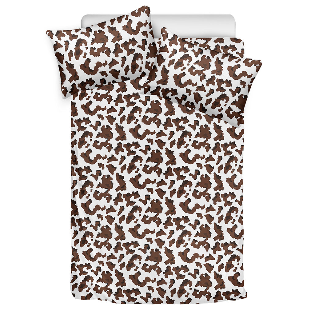 Brown And White Cow Pattern Print Duvet Cover Bedding Set