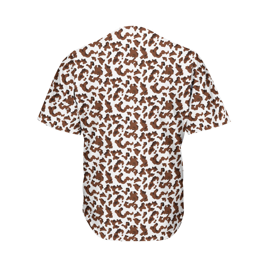Brown And White Cow Pattern Print Men's Baseball Jersey