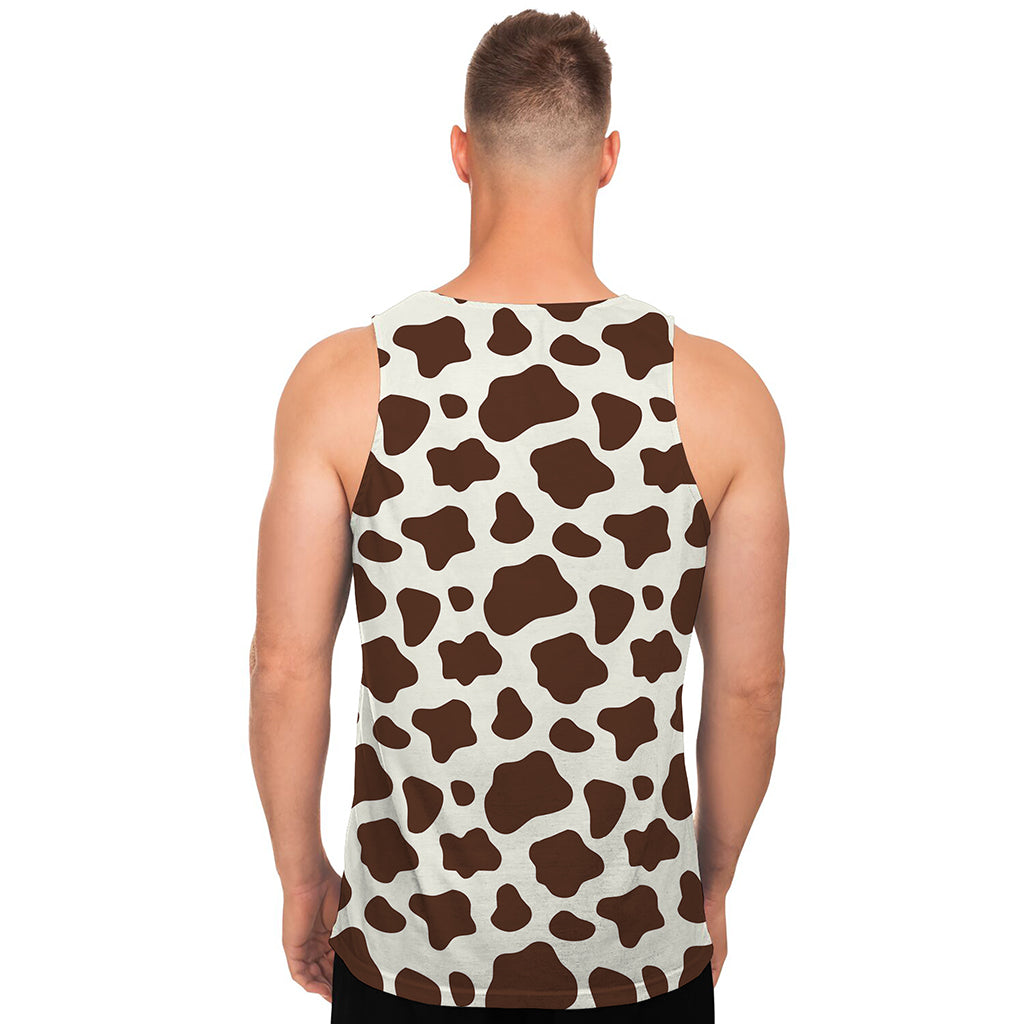 Brown And White Cow Print Men's Tank Top
