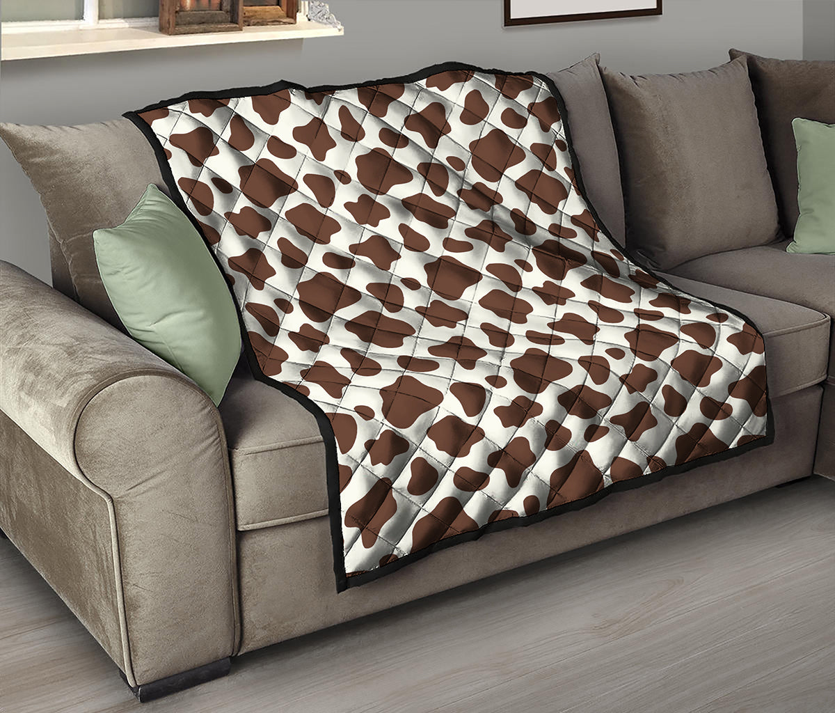 Brown And White Cow Print Quilt