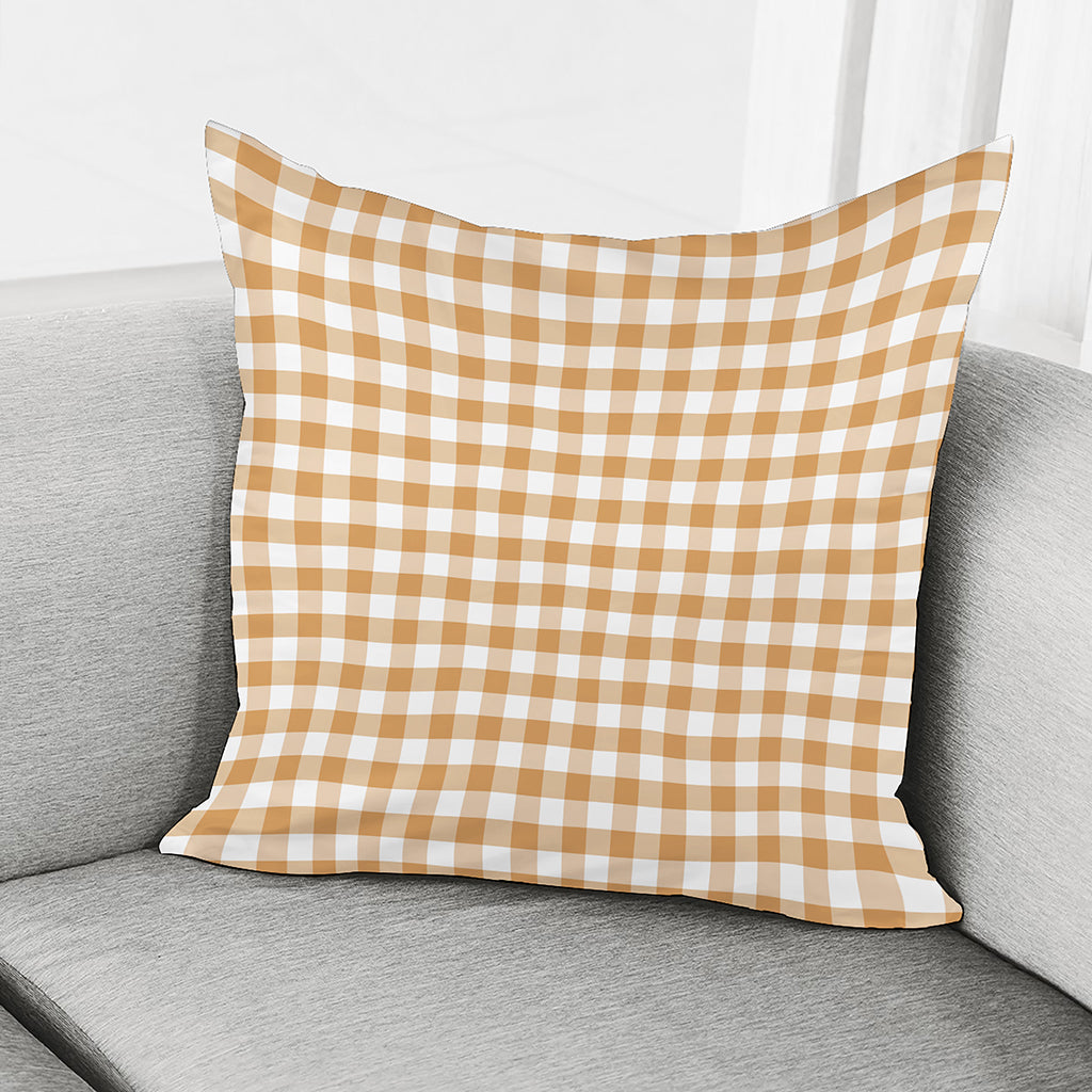 Brown And White Gingham Pattern Print Pillow Cover
