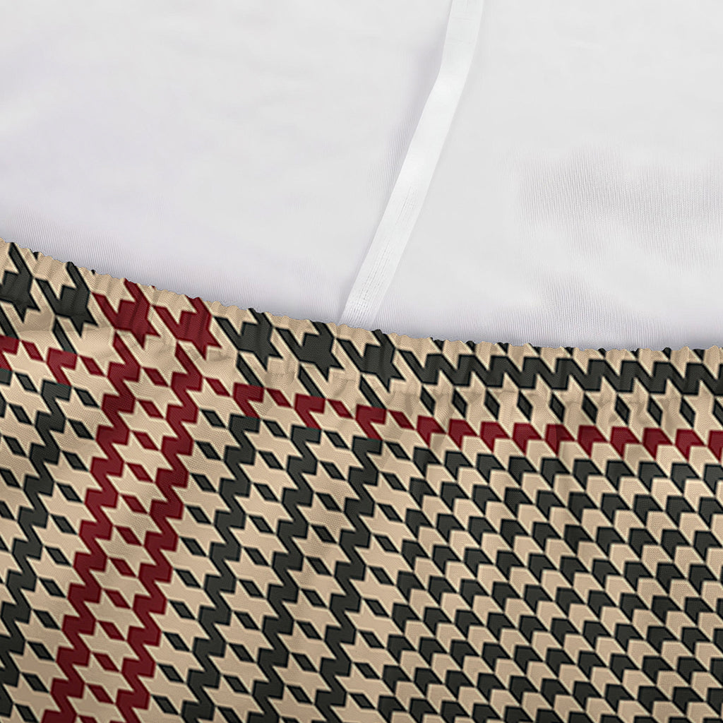 Brown Beige And Red Glen Plaid Print Sofa Cover