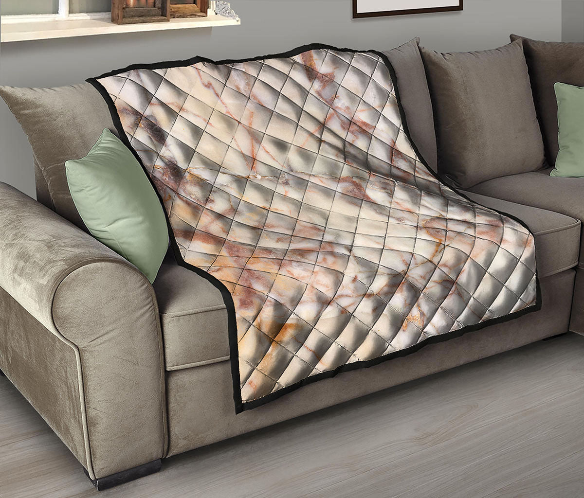 Brown Beige Marble Print Quilt