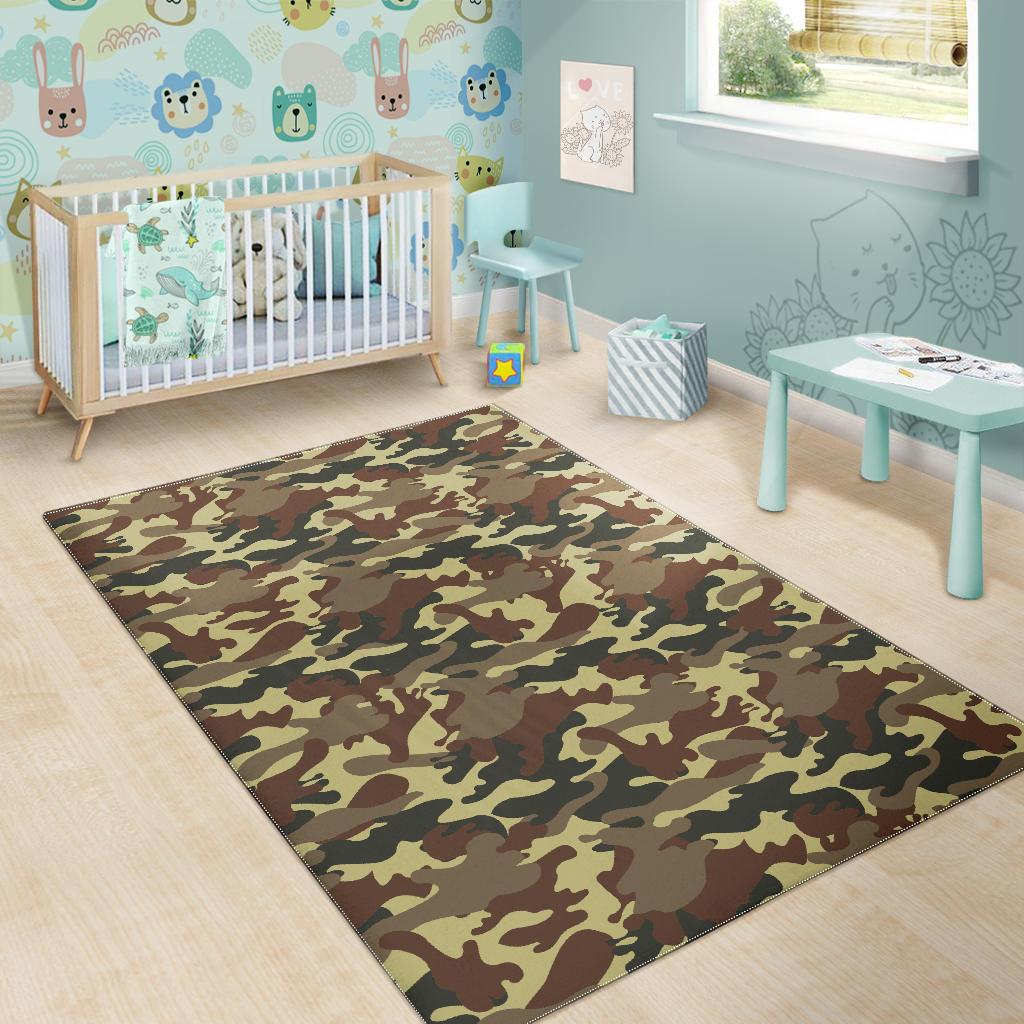 Brown Camouflage Print Area Rug GearFrost