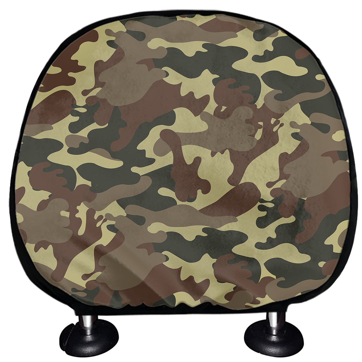 Brown Camouflage Print Car Headrest Covers