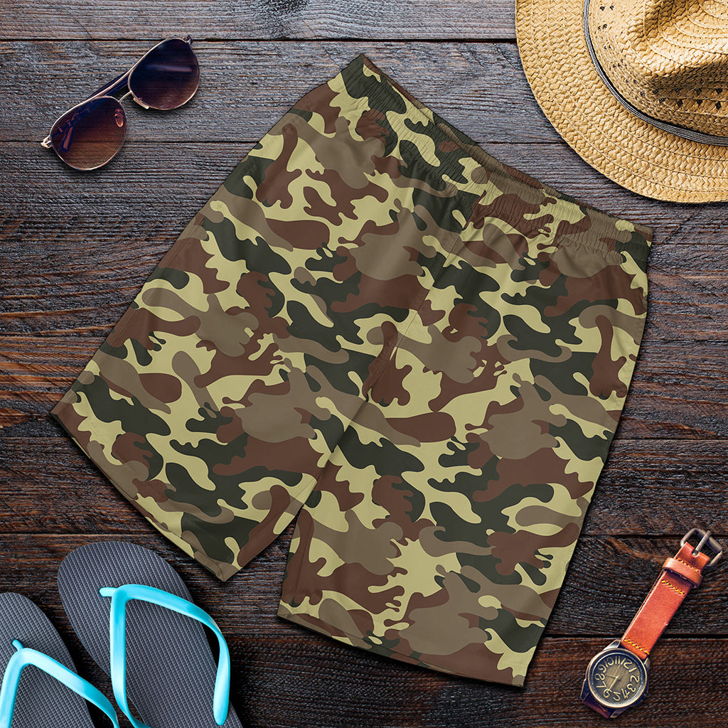Brown Camouflage Print Men's Shorts