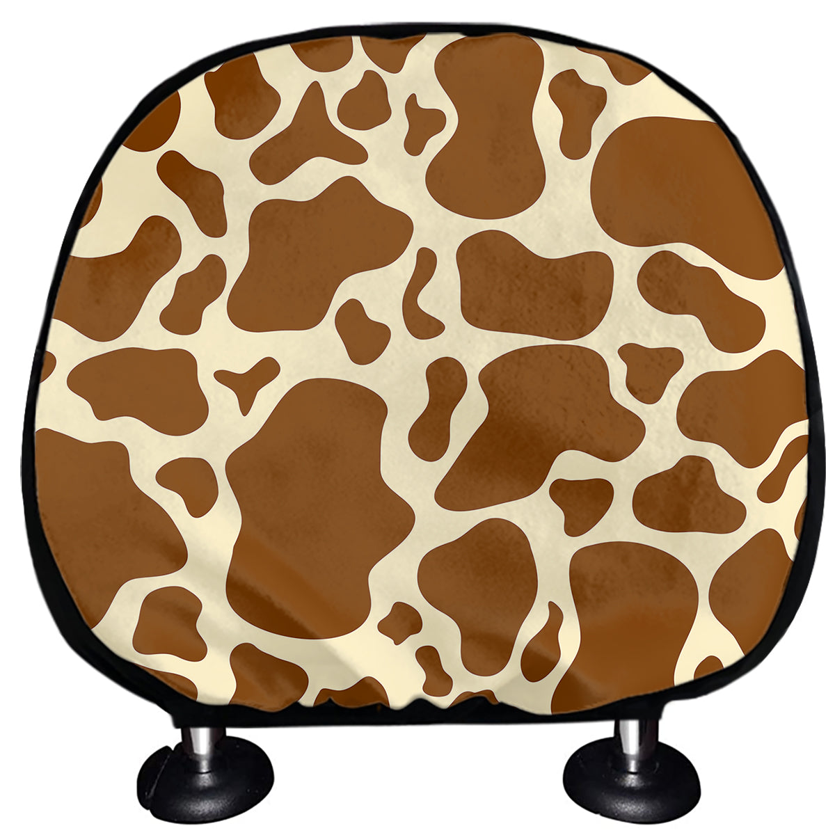Brown Cow Print Car Headrest Covers