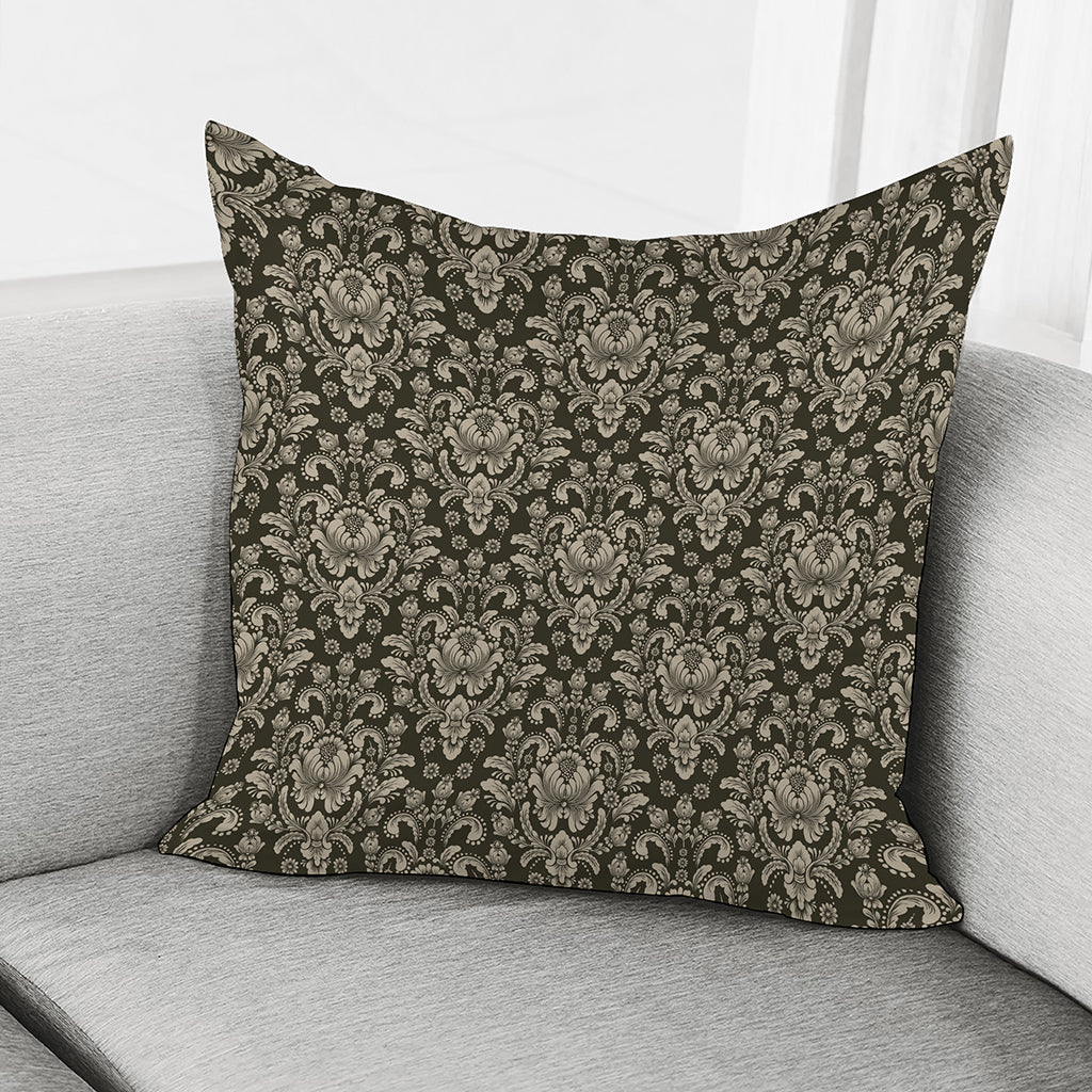 Brown Damask Pattern Print Pillow Cover