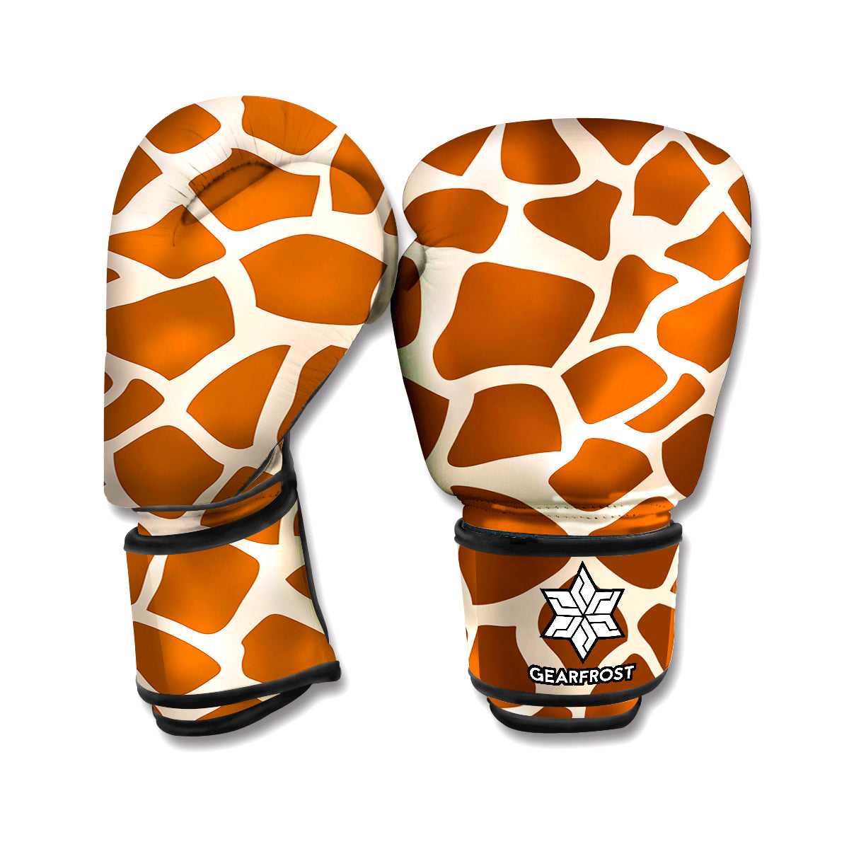 Brown Giraffe Pattern Print Boxing Gloves
