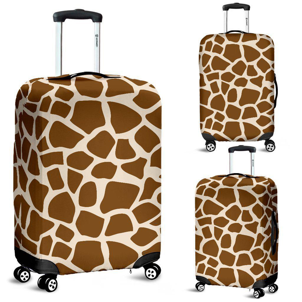 Brown Giraffe Pattern Print Luggage Cover GearFrost