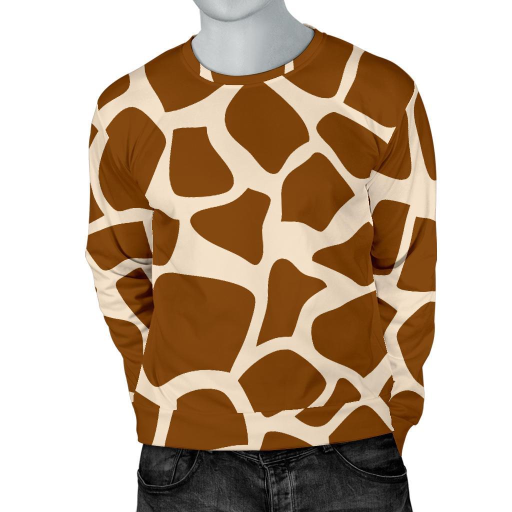 Brown Giraffe Pattern Print Men's Crewneck Sweatshirt GearFrost