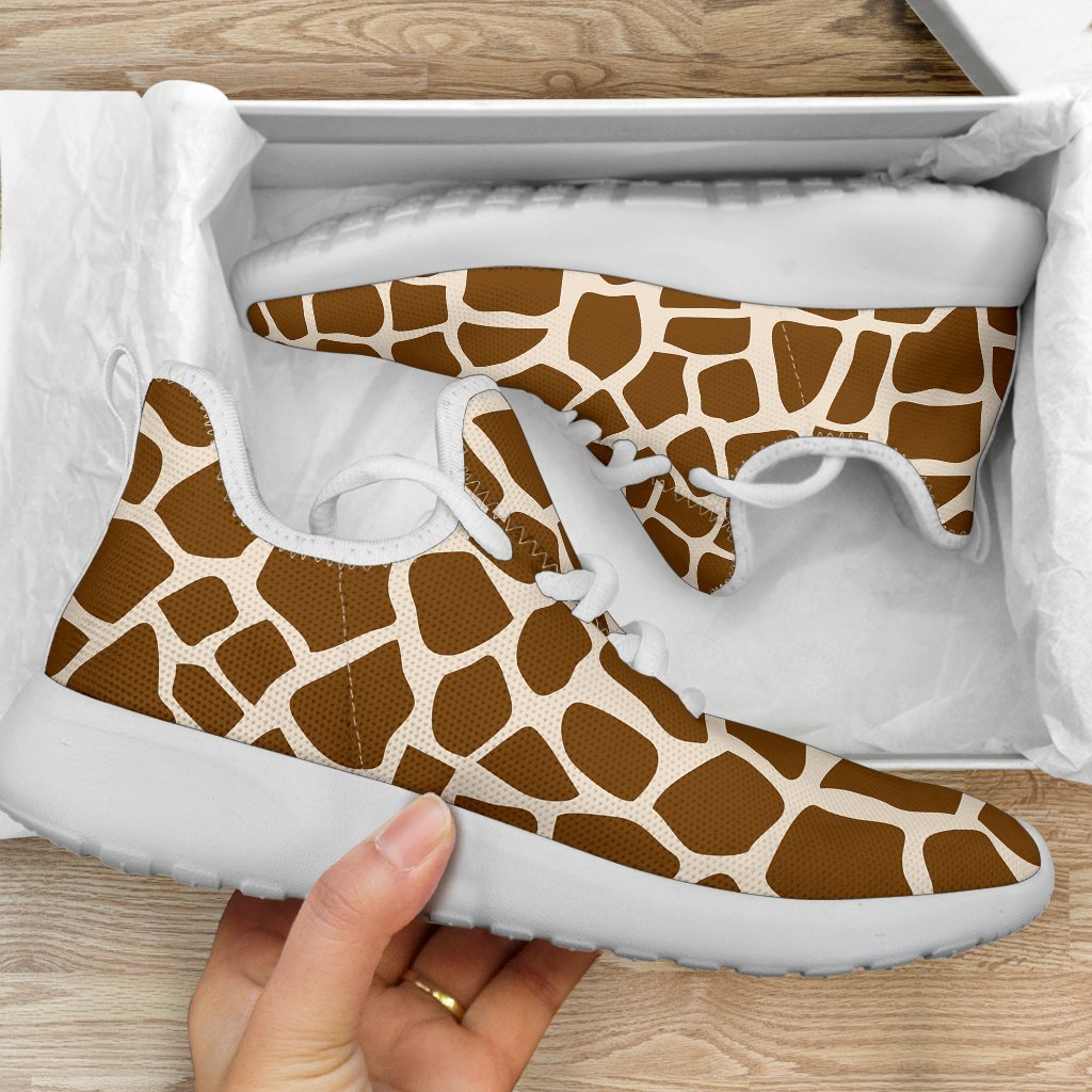 Brown Giraffe Pattern Print Mesh Knit Shoes GearFrost