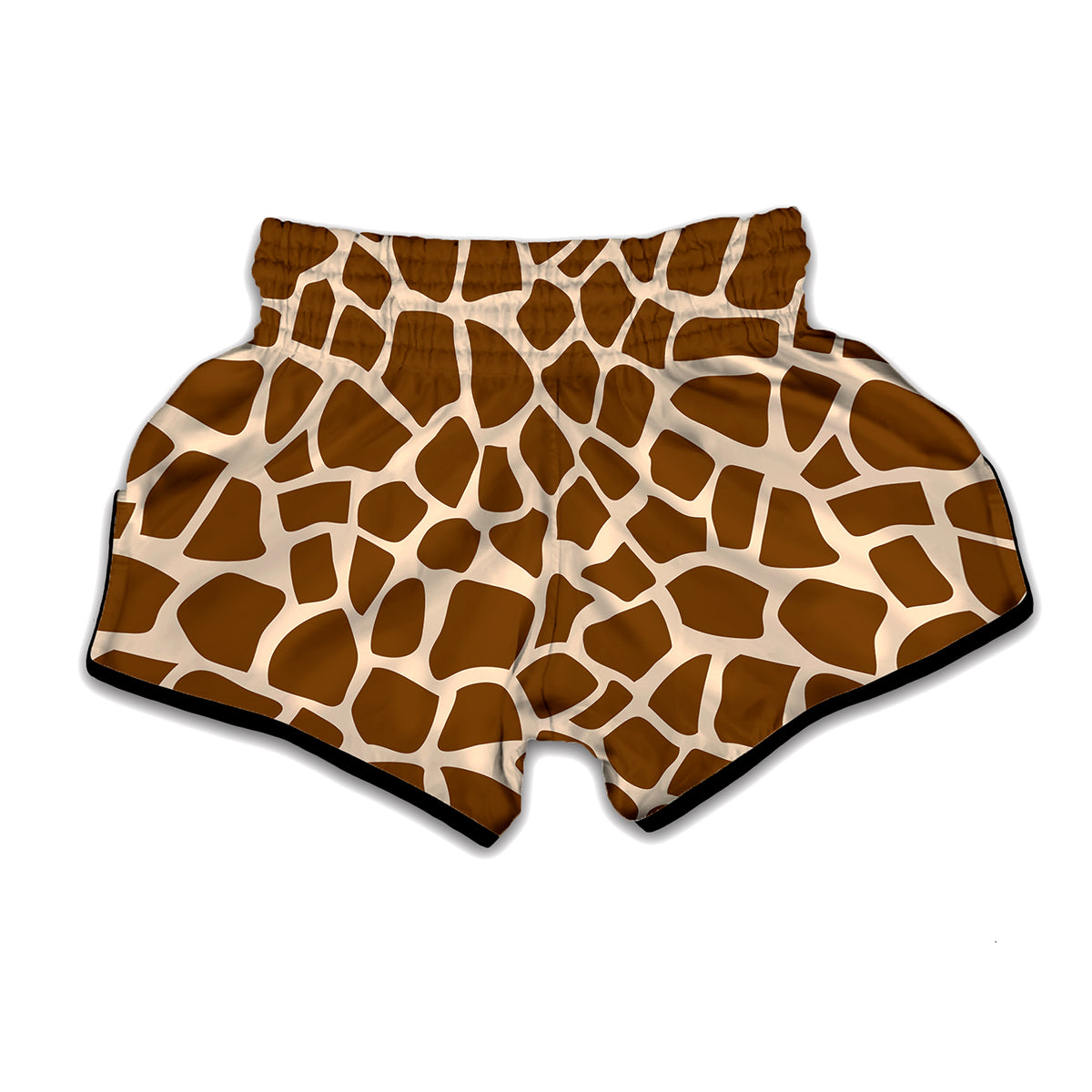 Brown Giraffe Pattern Print Muay Thai Boxing Shorts