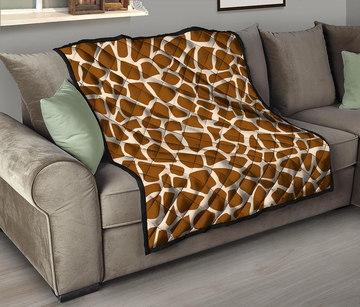 Brown Giraffe Pattern Print Quilt