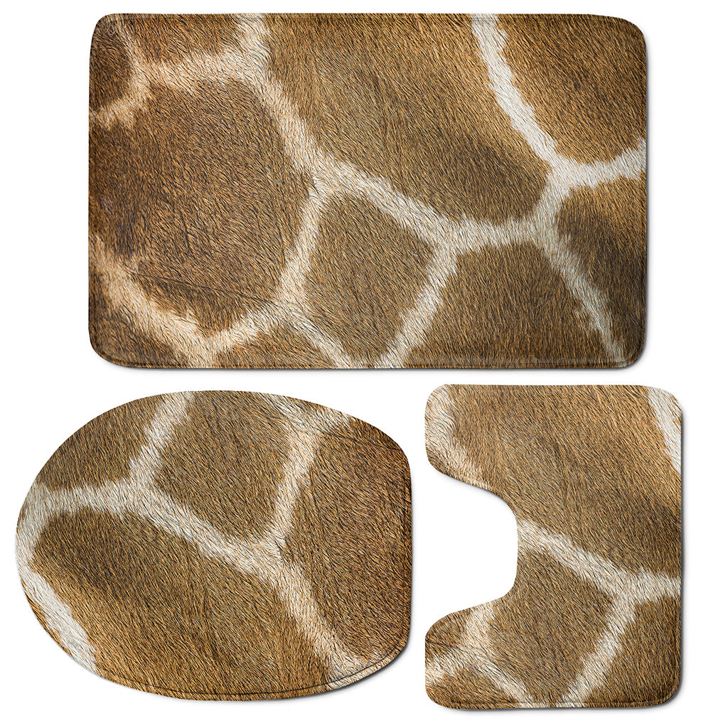 Brown Giraffe Print 3 Piece Bath Mat Set