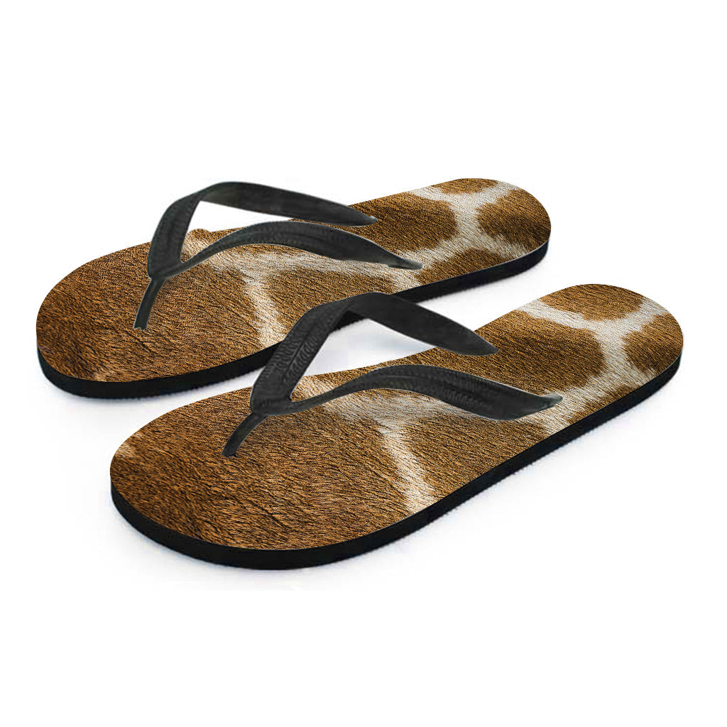 Brown Giraffe Print Flip Flops