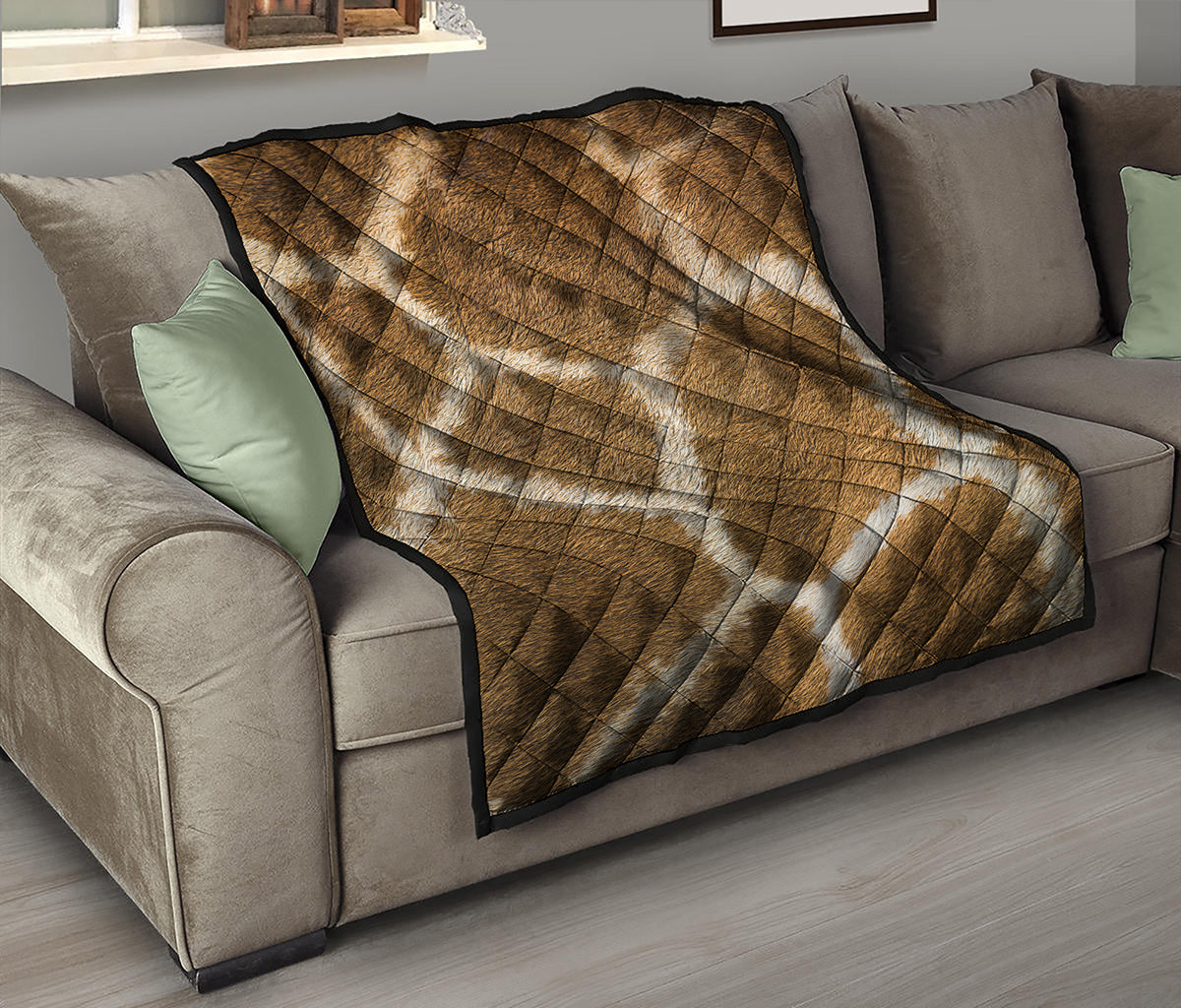 Brown Giraffe Print Quilt