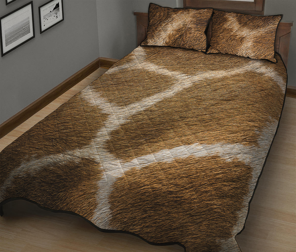 Brown Giraffe Print Quilt Bed Set