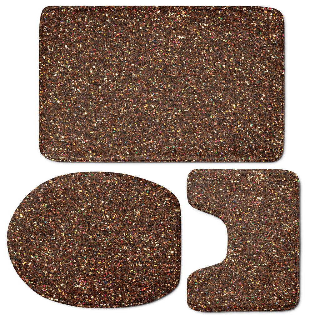 Brown Glitter Artwork Print (NOT Real Glitter) 3 Piece Bath Mat Set