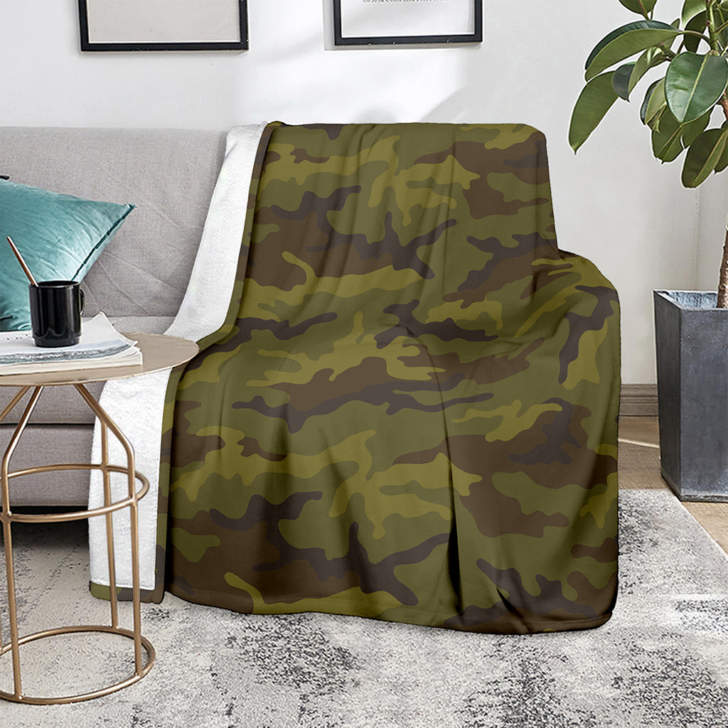 Brown Green Camouflage Print Blanket