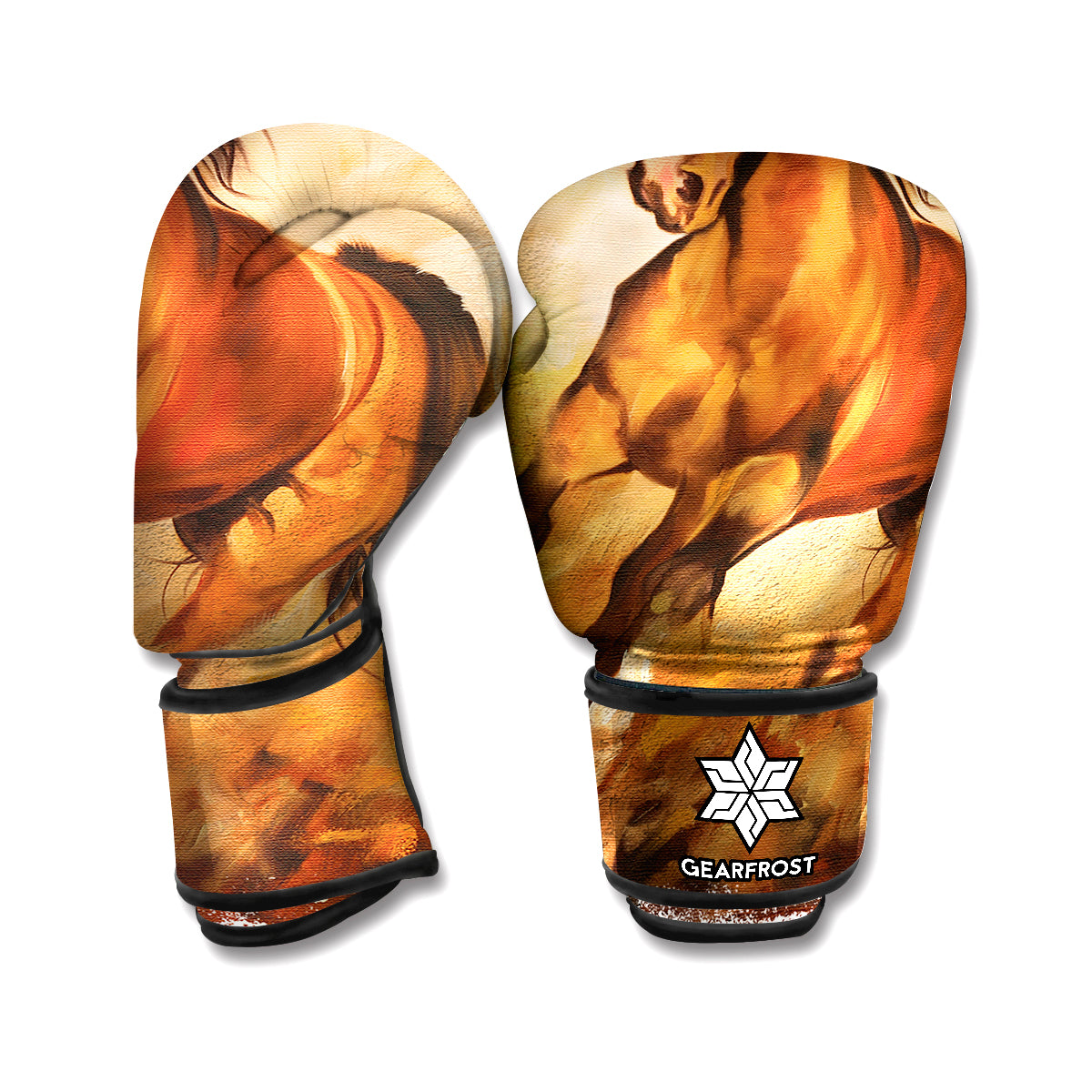 Brown Horse Painting Print Boxing Gloves