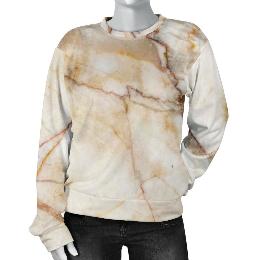 Brown Marble Print Women's Crewneck Sweatshirt GearFrost