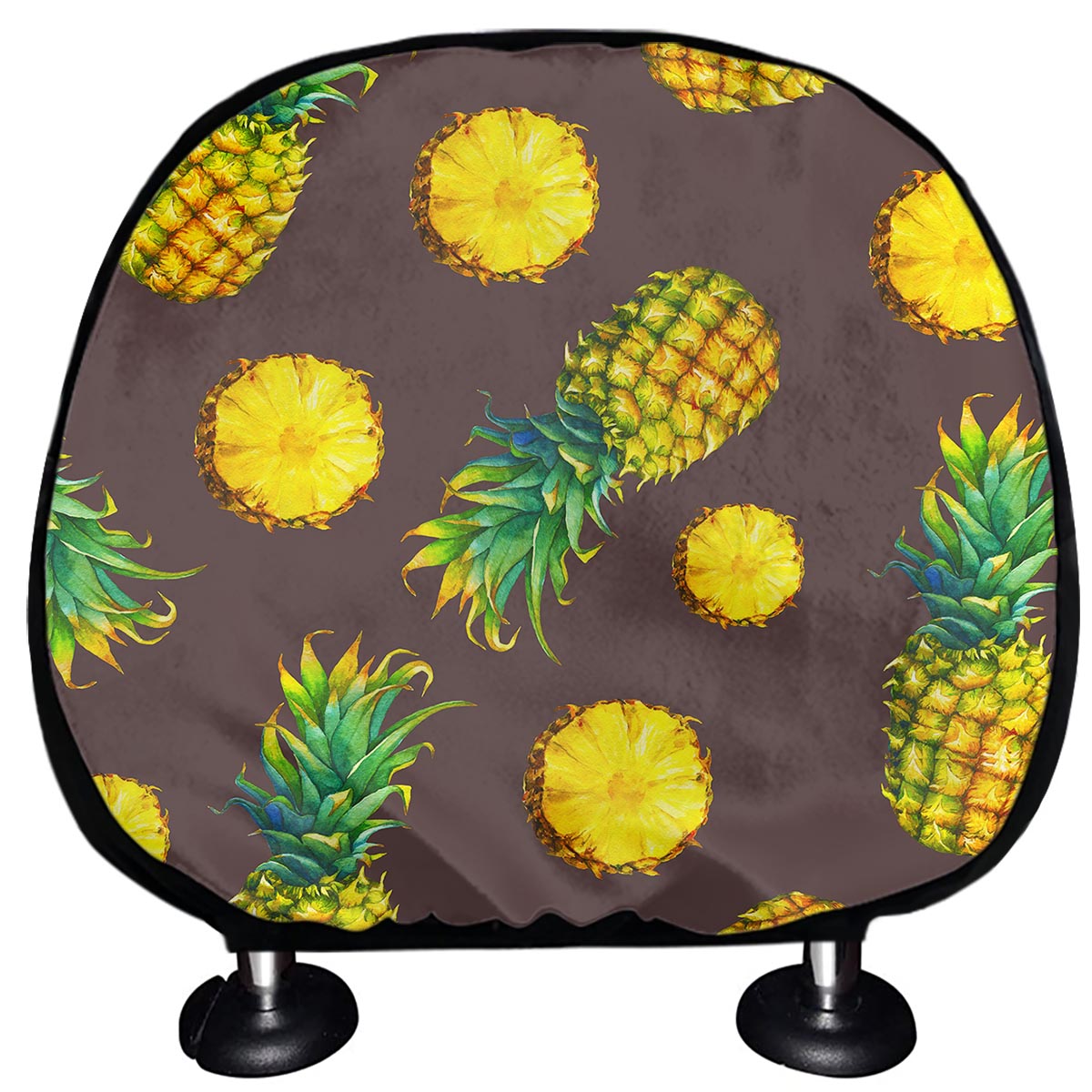 Brown Pineapple Pattern Print Car Headrest Covers