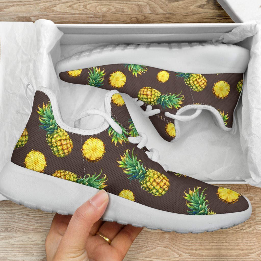 Brown Pineapple Pattern Print Mesh Knit Shoes GearFrost