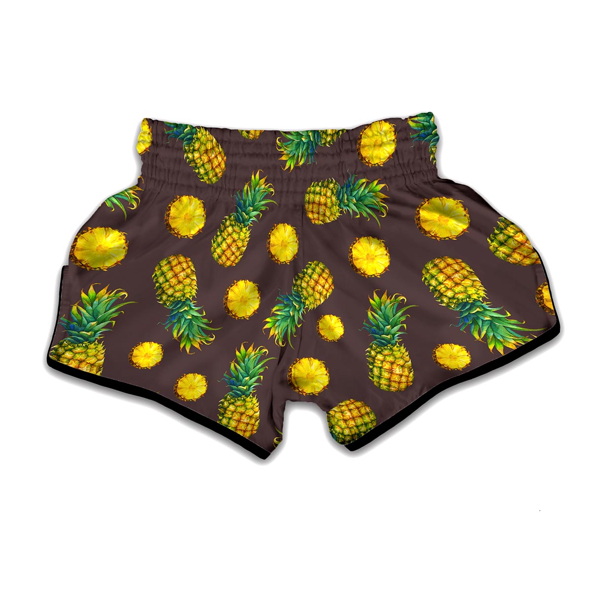 Brown Pineapple Pattern Print Muay Thai Boxing Shorts