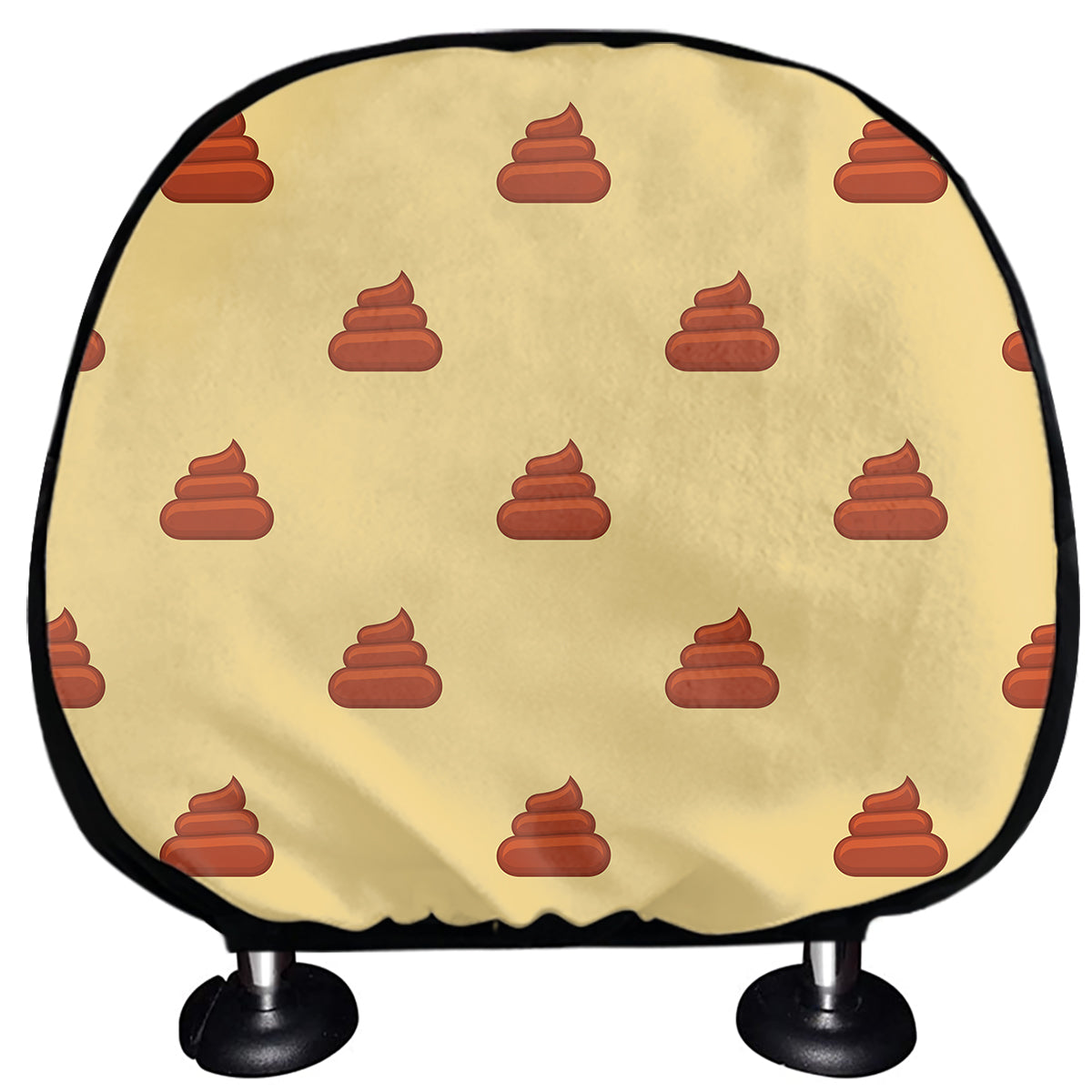 Brown Poop Pattern Print Car Headrest Covers