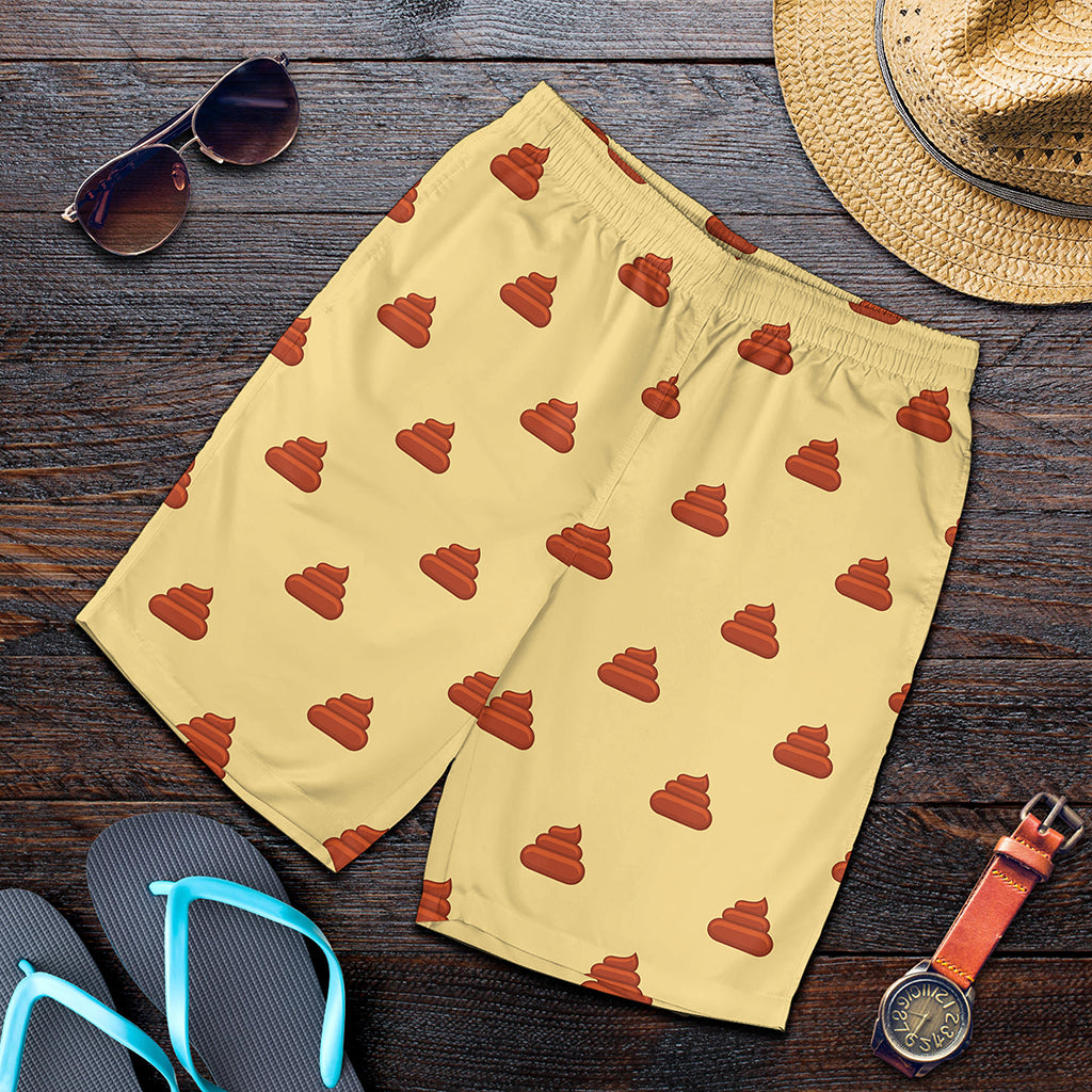 Brown Poop Pattern Print Men's Shorts