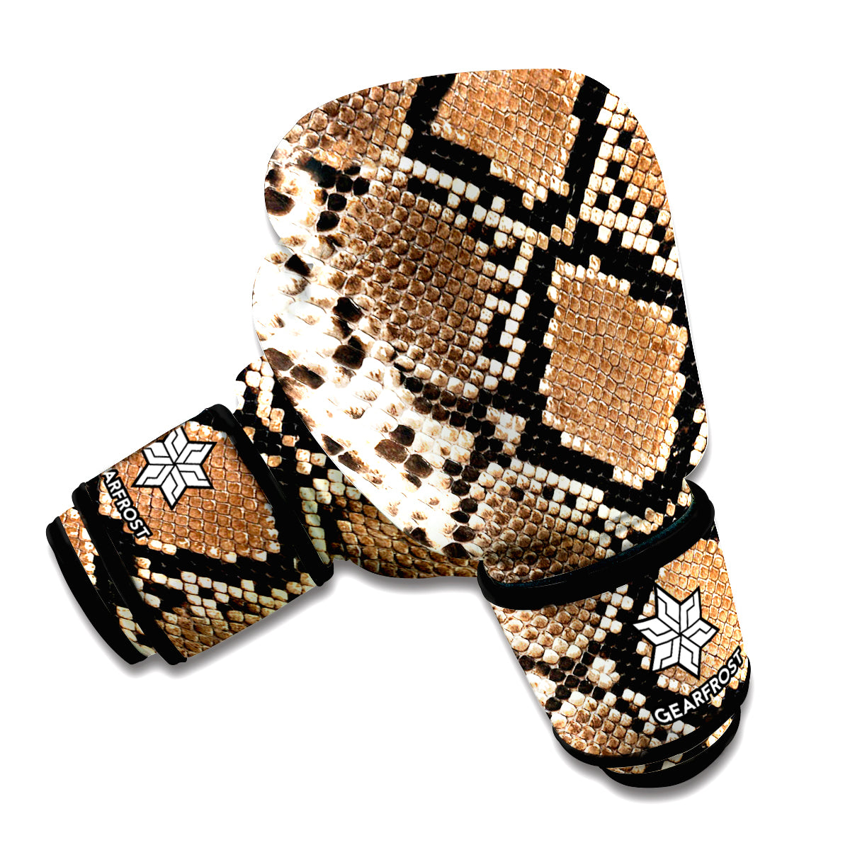 Brown Python Snakeskin Print Boxing Gloves GearFrost