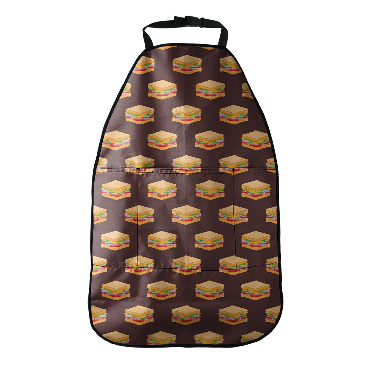 Brown Sandwiches Pattern Print Car Seat Organizers