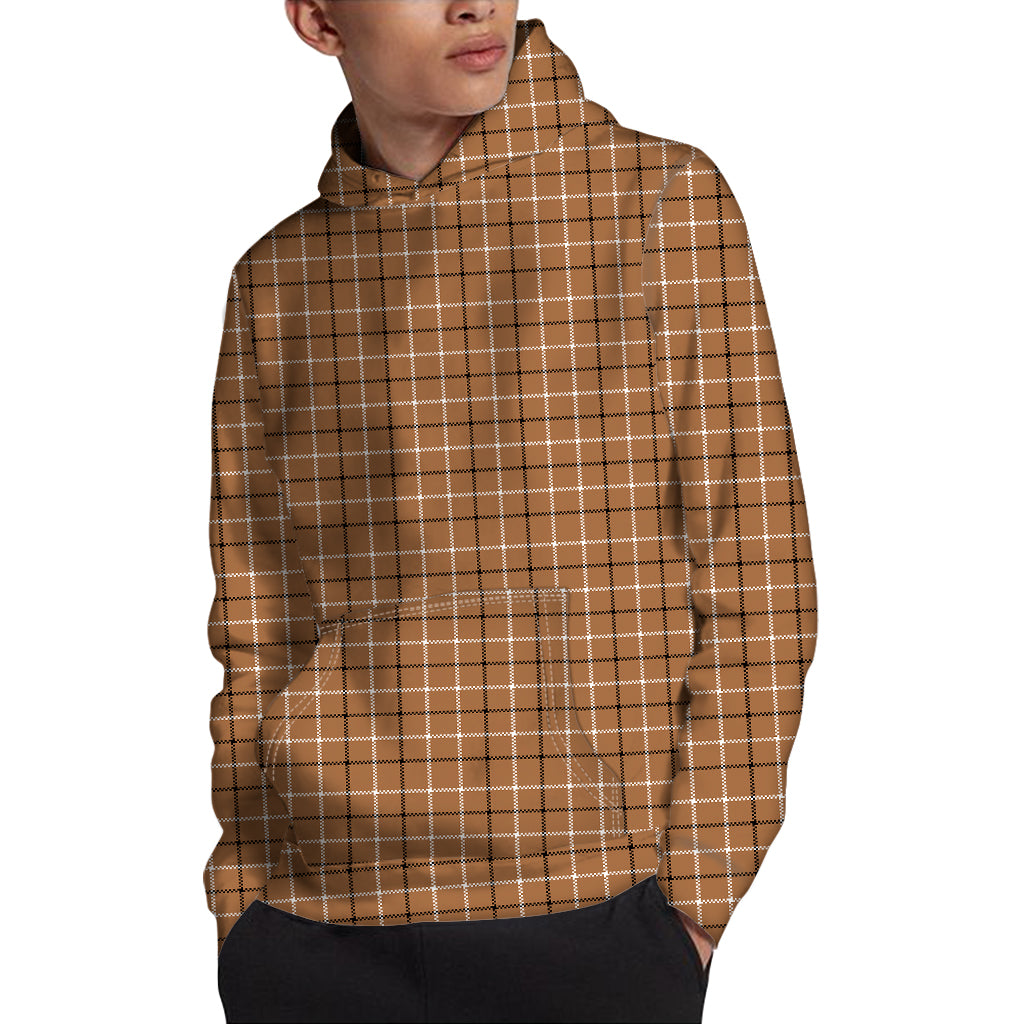 Brown Tattersall Pattern Print Pullover Hoodie