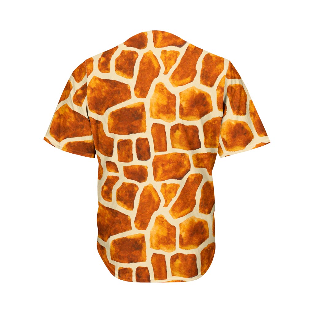 Brown Watercolor Giraffe Pattern Print Men's Baseball Jersey