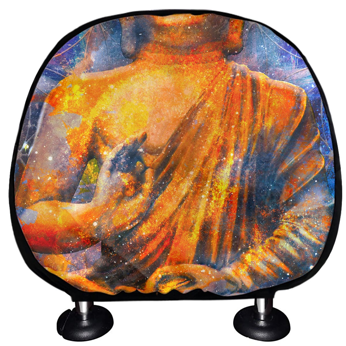 Buddha Statue Mandala Print Car Headrest Covers