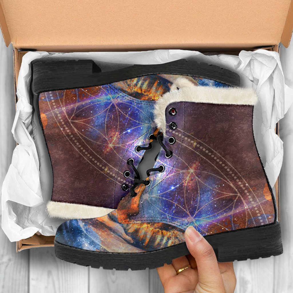 Buddha Statue Mandala Print Comfy Boots GearFrost
