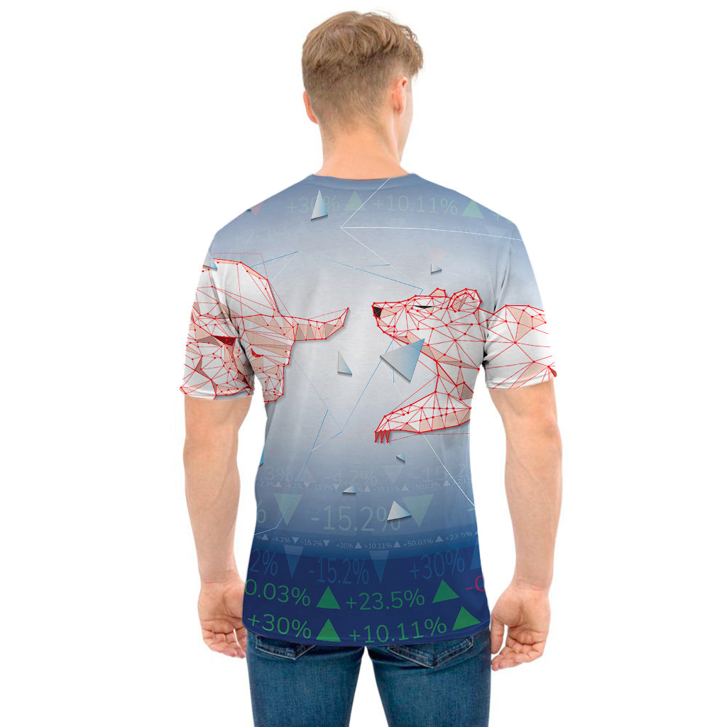 Bull And Bear Stock Market Print Men's T-Shirt