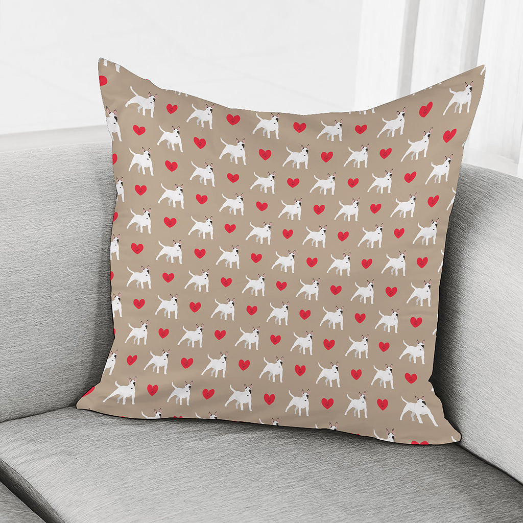 Bull Terrier Heart Pattern Print Pillow Cover
