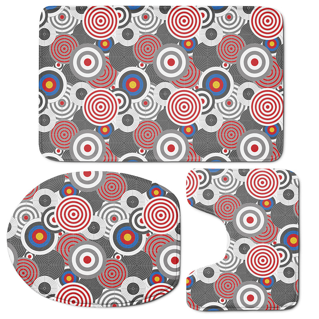 Bullseye Target Pattern Print 3 Piece Bath Mat Set