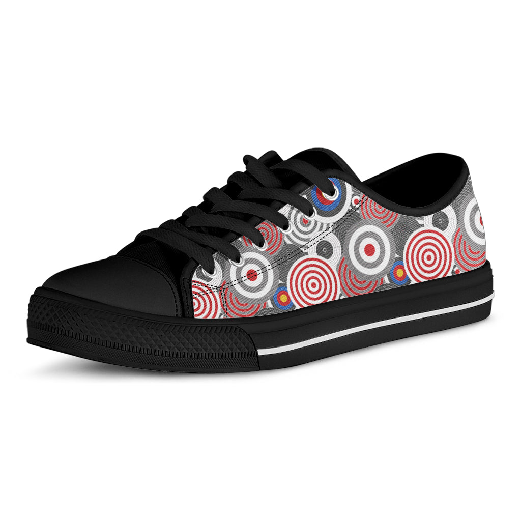 Bullseye Target Pattern Print Black Low Top Shoes