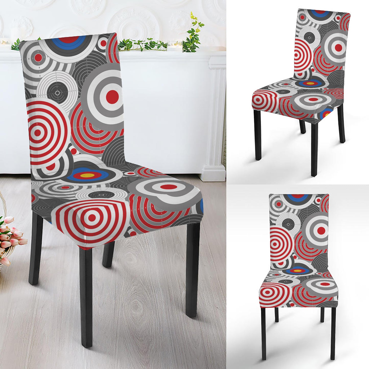 Bullseye Target Pattern Print Dining Chair Slipcover