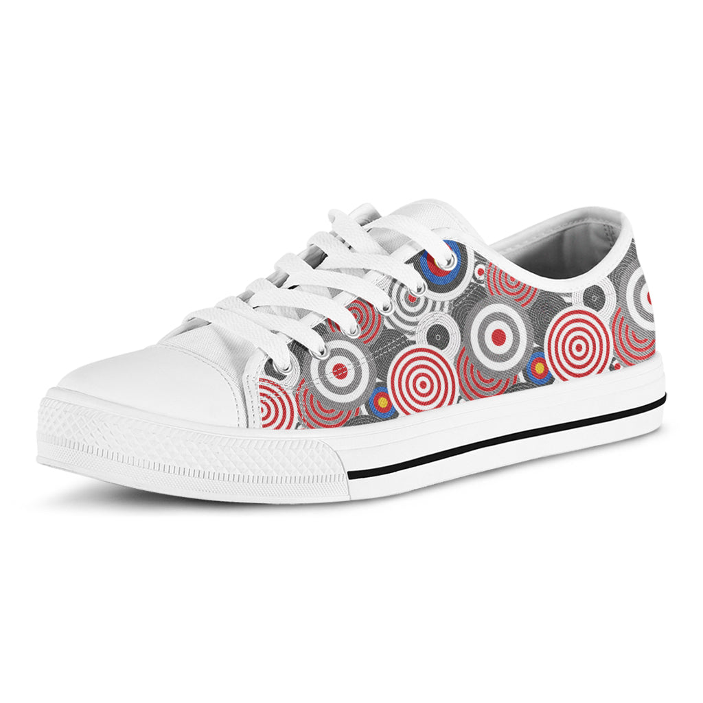Bullseye Target Pattern Print White Low Top Shoes