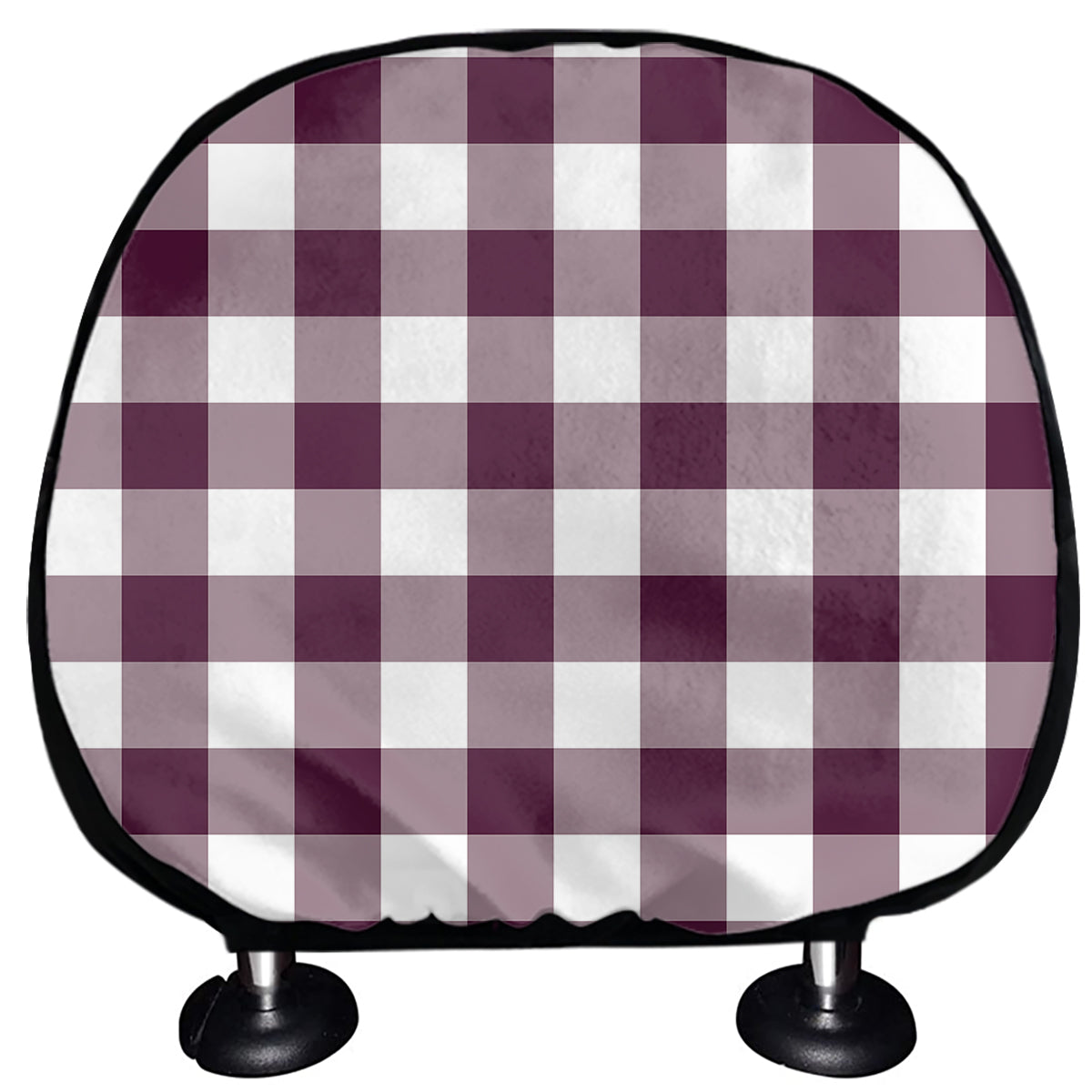 Burgundy And White Check Pattern Print Car Headrest Covers