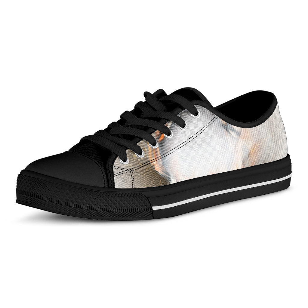 Burning Hole Print Black Low Top Shoes