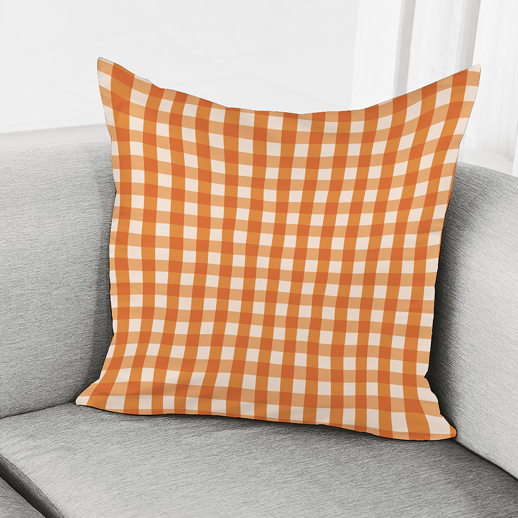 Burnt Orange And White Check Print Pillow Cover
