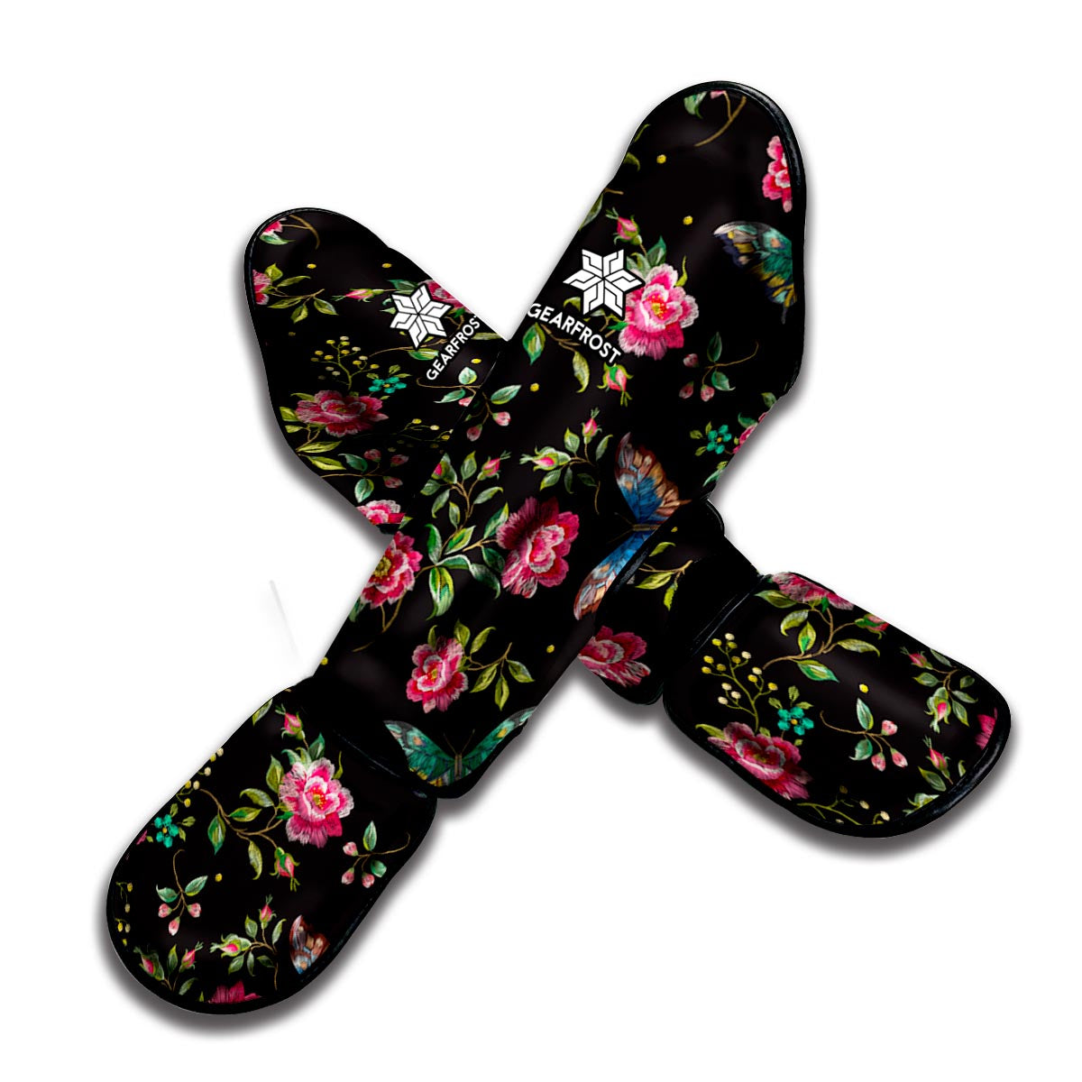 Butterfly And Flower Pattern Print Muay Thai Shin Guard