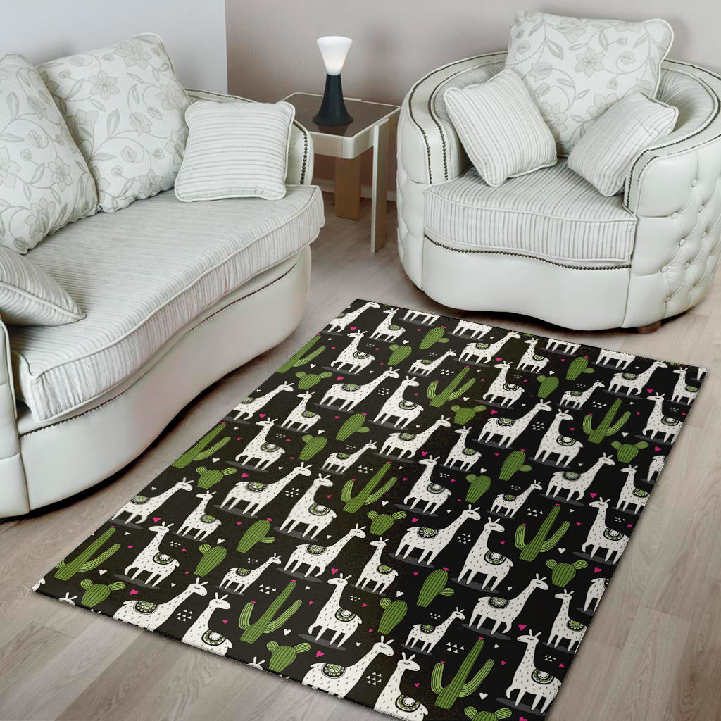 Cactus And Llama Pattern Print Area Rug