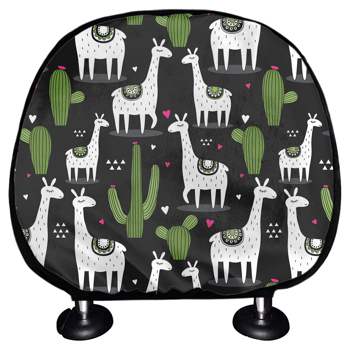 Cactus And Llama Pattern Print Car Headrest Covers