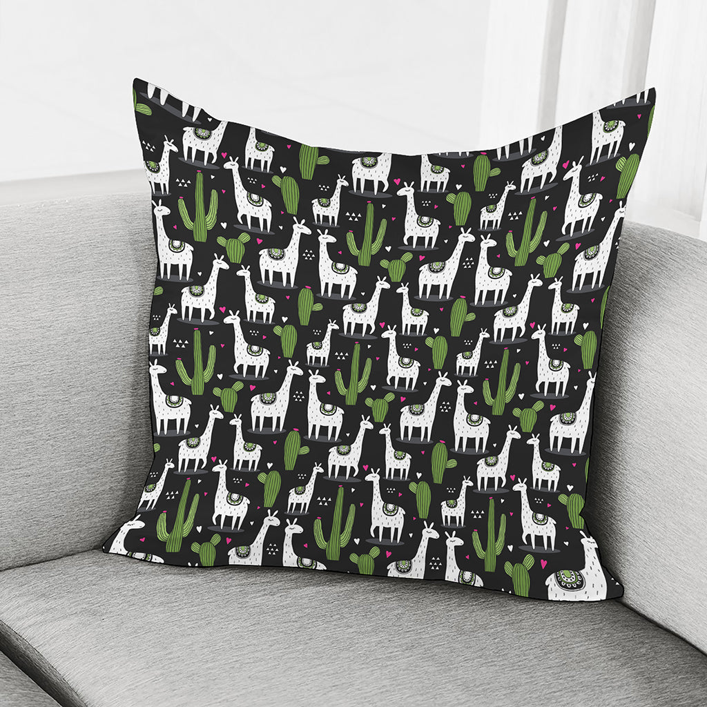 Cactus And Llama Pattern Print Pillow Cover